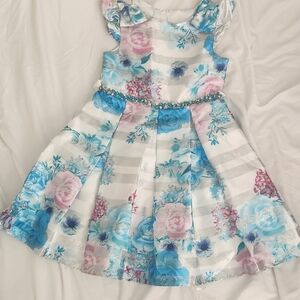 Rare Editions Floral Dress with Blue and Pink Accents